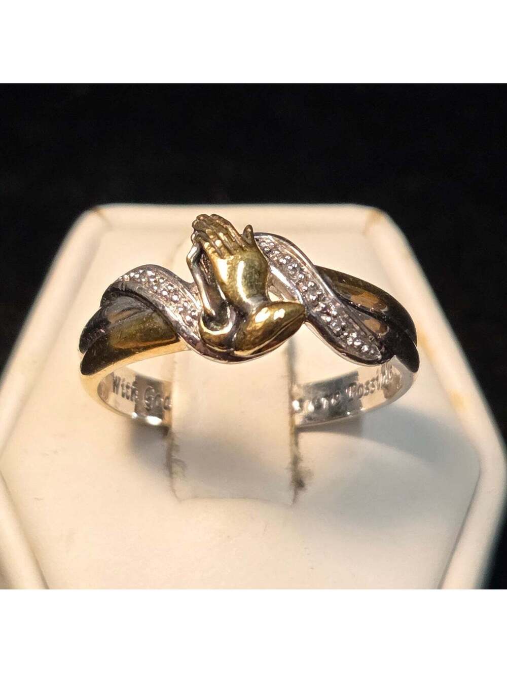 Praying Hands Sterling Silver Ring sz 11